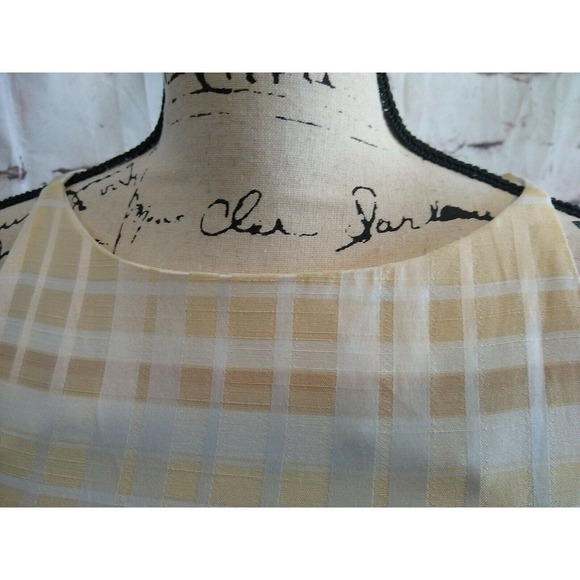 Renee Michaels Sleeveless Plald Yellow Sheath Dress Size 4 Small Spring Easter - Picture 4 of 9